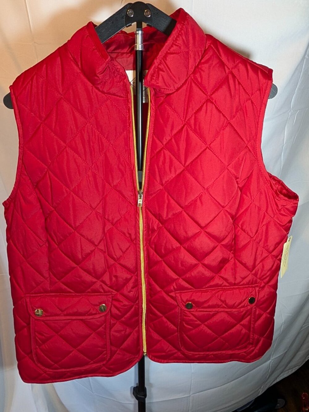 St John’s Bay Size XXL Women's Insulated Quilted Red Puffer Vest Full Zip NWT